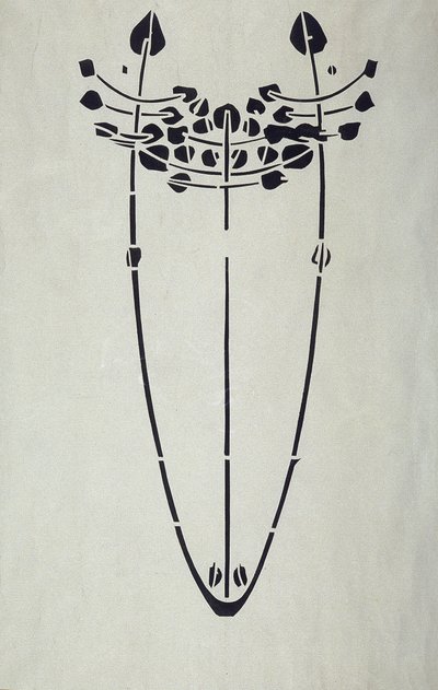 Modern reprodukció az eredeti Mackintosh stencilről fali dekorációhoz, fa motívum, 1902 (poszter színe patronpapíron) alkotó: Charles Rennie Mackintosh