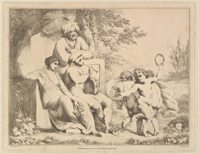 Három putti egy csövesre táncol, 1780. március 1. alkotó: Charles Reuben Ryley