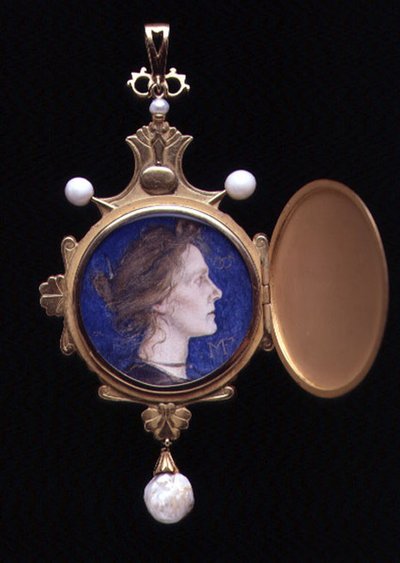 Pegazus medál Miss Edith Emma Cooper (1862-1913) 1901 miniatűrével (ceruza és WC zománcozott) (külsőleg lásd: 109662) alkotó: Charles Ricketts