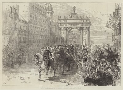 XII. Alfonz király bevonulása Madridba, körmenet a Calle de Alcalán alkotó: Sir John Charles Robinson