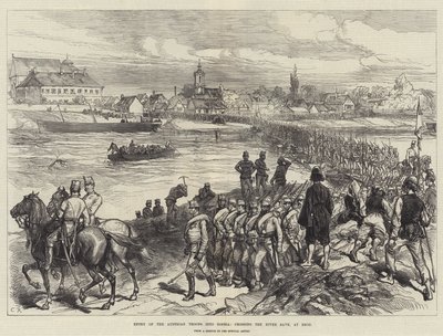 Az osztrák csapatok bevonulása Boszniába, átkelve a Save folyón, Brodnál alkotó: Sir John Charles Robinson