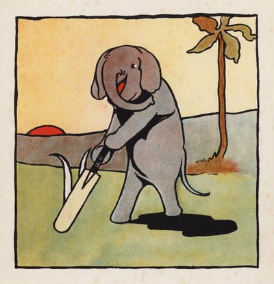 Badarság: Elefánt krikettezik (színes litográfia) alkotó: Charles Robinson