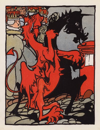 Nonszensz: Heraldikai alak sétál a Strandon királyokkal (színes litográfia) alkotó: Charles Robinson