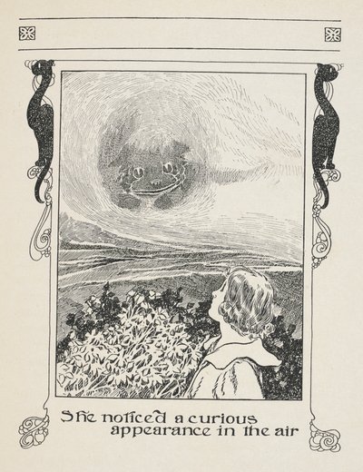 Furcsa jelenséget vett észre a levegőben.
Alice és a cheshire-i macska. alkotó: Charles Robinson