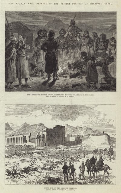 Az afgán háború, a brit pozíció védelme Sherpore-ban, Cabulban alkotó: Sir John Charles Robinson