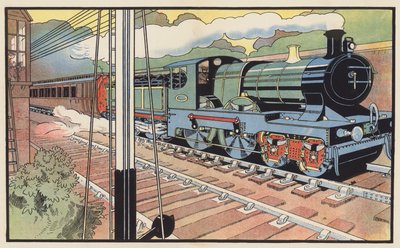 Az expressz vonat egy jelződoboz mellett halad el alkotó: Charles Robinson