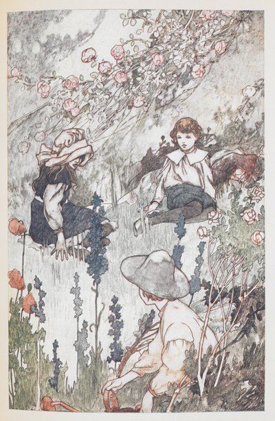 A gyerekek a titkos kertben: Mary Lennox, Colin Craven és Dickon Sowerby. alkotó: Charles Robinson