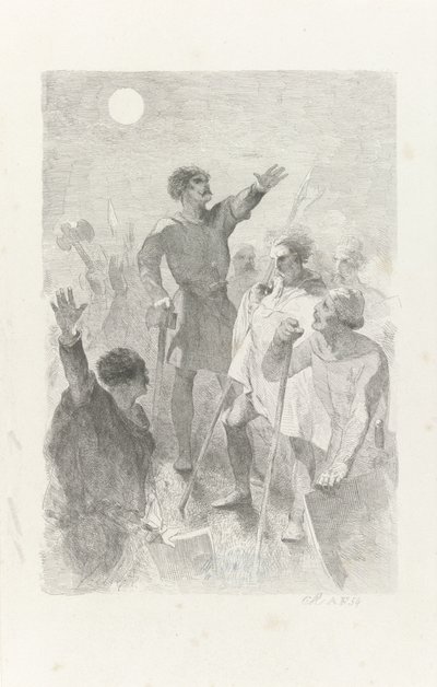 Wilfried a harcosaitól körülvéve alkotó: Charles Rochussen