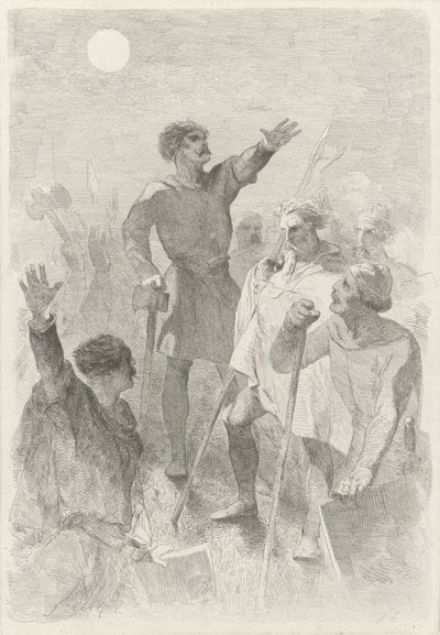 Wilfried a harcosaitól körülvéve alkotó: Charles Rochussen
