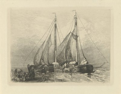 Vitorlás hajók a tengerparton alkotó: Charles Rochussen