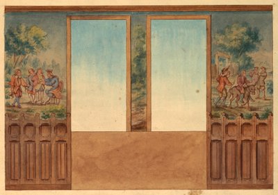 Terv a Portion of Stairway számára, Château-sur-Mer, Newport, Rhode Island alkotó: Charles Salagnad, French
