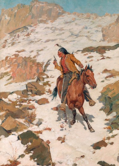 Forró nyomon, 1900 után. alkotó: Charles Schreyvogel