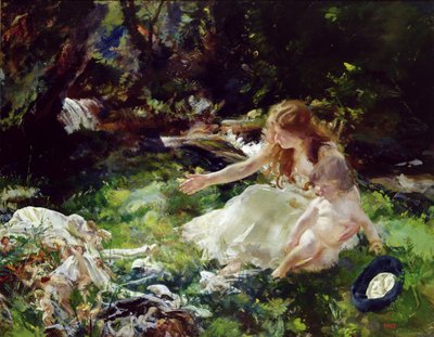 "...és a tündérek elszaladtak a ruháikkal" (olaj, vászon) alkotó: Charles Sims