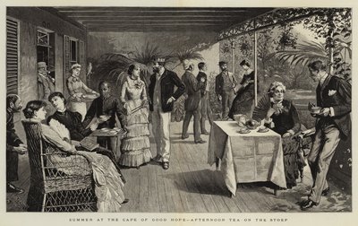Nyár a Jóreménység fokánál, délutáni tea a lépcsőn alkotó: Charles Stanley Reinhart