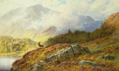 Szarvas felvidéki tájban (olaj, vászon) alkotó: Charles Stuart