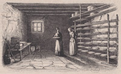 Egy sajtüzem, a Magasin Pittoresque-től, kb. 1852. alkotó: Charles Tamisier