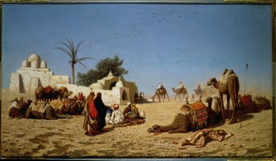 Egy karaván megállt a sivatagban alkotó: Charles Theodore Frere