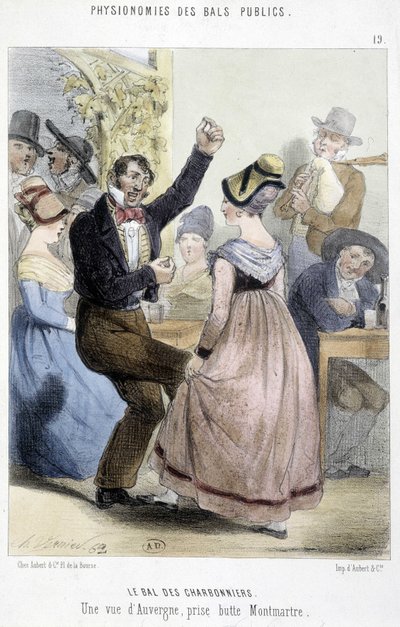 Népszerű bál Párizsban: a Charbonniers bálja vagy Auvergne-i kilátás a Montmartre-ról alkotó: Charles Vernier