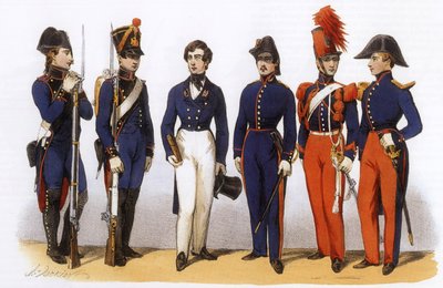 A francia hadsereg egyenruhái: vezérkar és a lovasság. alkotó: Charles Vernier