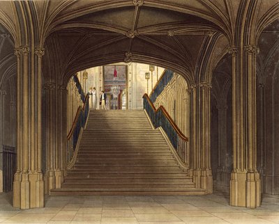 Lépcsőház, Windsori kastély, a „Royal Residences”-ből, W. J. Bennett metszet, pub. William Henry Pyne (1769-1843), 1818 (akvatinta) alkotó: Charles Wild