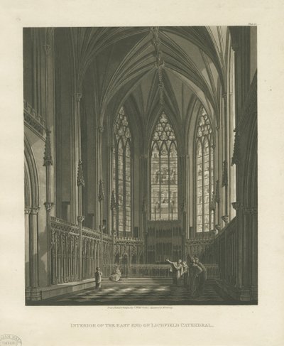 Lichfield katedrális belseje – Lady Chapel: akvatinta metszet, nd [c 1813] (nyomtatás) alkotó: Charles Wild