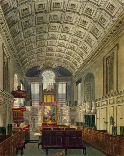 A német kápolna, Szent Jakab-palota, a "The History of the Royal Residences" című műből, metszette Daniel Havell (1785-1826), William Henry Pyne (1769-1843), 1819. alkotó: Charles Wild