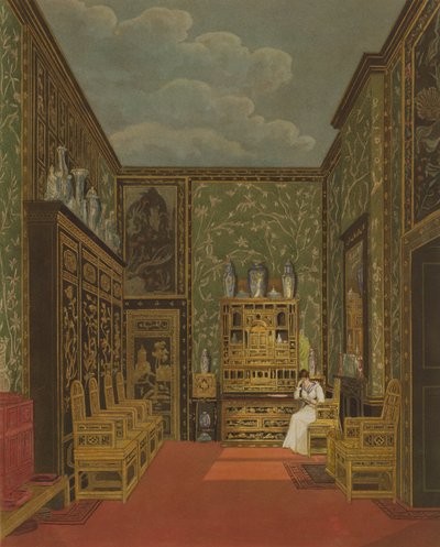 The Green Closet at Frogmore Pyne "A királyi rezidenciák története" című művéből, amelyet William James Bennett (1787-1844) vésett, 1819-ben. alkotó: Charles Wild