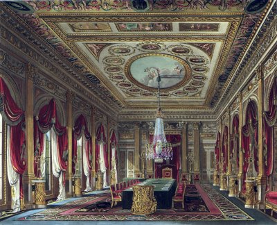 A trónterem, Carlton House, a "The History of the Royal Residences" című műből, Thomas Sutherland (sz.1785) metszete, William Henry Pyne (1769-1843), 1818. alkotó: Charles Wild
