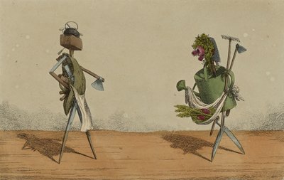 Animált munkaeszközök, 2. tábla, Nagy-Britannia ácsainak és kertészeinek szentelve, 1811 körül (kézzel színezett rézkarc) alkotó: Charles Williams