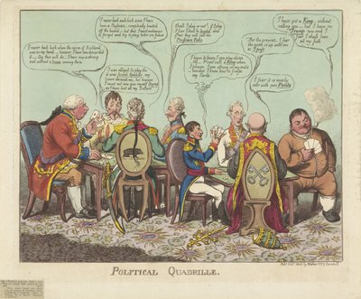 Politiek quadrille, 1806 Politikai quadrille (cím a tárgyon) alkotó: Charles Williams