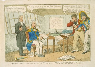 Sternhold és Hopkins a tengeren, vagy egy bot az időn kívül, 1809 (színes rézkarc) alkotó: Charles Williams