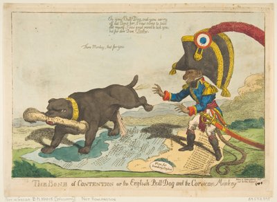 A viszály csontja vagy az angol bikakutya és a korzikai majom, 1803. június 14. alkotó: Charles Williams