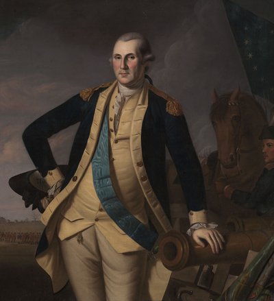 George Washington a princetoni csatában, 1779 körül (olaj, vászon) alkotó: Charles Willson (and workshop) Peale