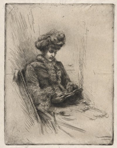 Ülő fiatal nő, olvas alkotó: Charles Yardley Turner