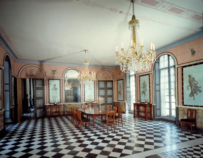 Kilátás a malmaisoni kastély étkezőjére, I. Napóleon császár (1769-1821) rezidenciájára, Charles Percier (1764-1838) és Pierre Francois Leonard Fontaine (1762-1853) decoree 1800 Rueil Malmaison, musee du chateau alkotó: Charles and Fontaine Pierre Percier