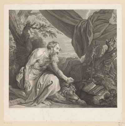 Jeromos alvó oroszlánnal és feszülettel alkotó: Charles de Beauvais (rejected attribution)