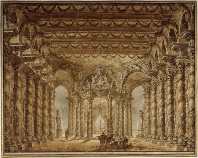 Színpadterv Jean-Baptiste Lully Armide című operájához, 1760. alkotó: Charles de Wailly