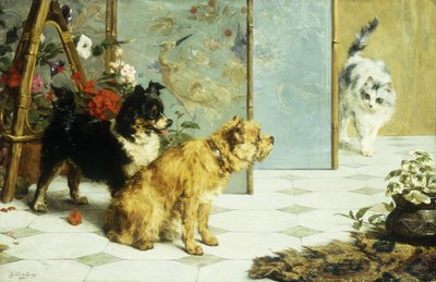 Játékos barátok, 1892 alkotó: Charles van den Eycken