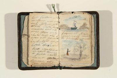 A történet kezdete „Volt egyszer egy kislány, Ane-nek hívták, 1828 körül (toll, tinta és akvarell papíron) alkotó: Charlotte Bronte