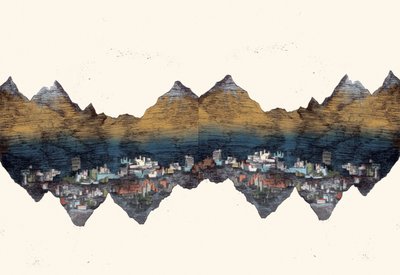 And the Mountains Echoed, 2013 (szárazpontos maratással és digitálisan) alkotó: Charlotte Orr