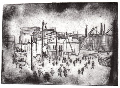 Belfast Docks, 2015 (szárazpontos maratás és digitális) alkotó: Charlotte Orr