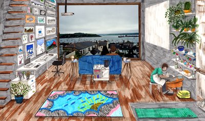 Coronamaison, 2020 (Ecset tollak papíron) alkotó: Charlotte Orr