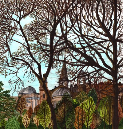Edinburgh 2020 tavaszán (ecset toll papíron) alkotó: Charlotte Orr