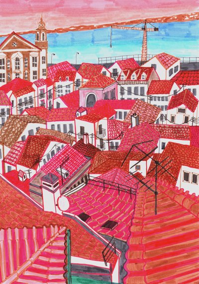 Lisszabon, 2017 (ecset tollak) alkotó: Charlotte Orr