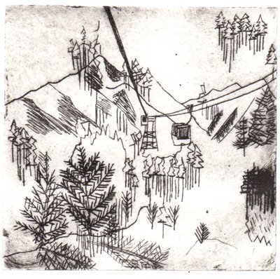 Mayrhofen-hegység, 2015 (szárazpontos maratás és digitális) alkotó: Charlotte Orr