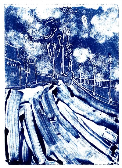 Pisa, 2019 (monoprint) alkotó: Charlotte Orr
