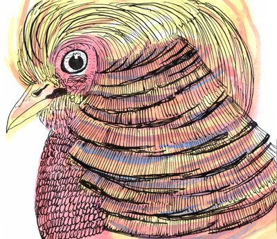 Tropical Bird, 2018 (toll, tus és akvarell) alkotó: Charlotte Orr