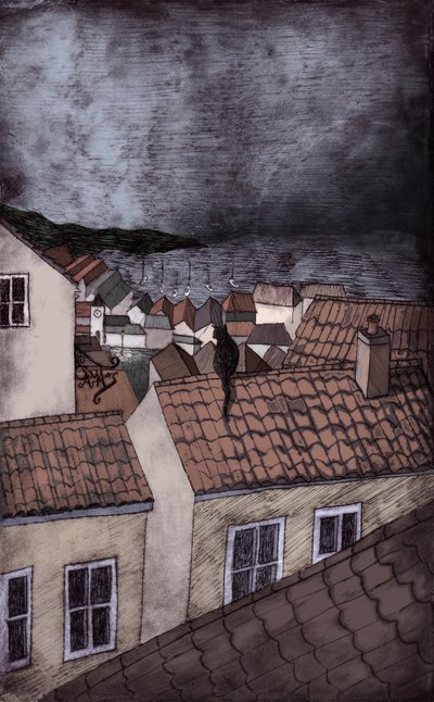 Under Milk Wood, 2013 (szárazpontos maratással és digitálisan) alkotó: Charlotte Orr