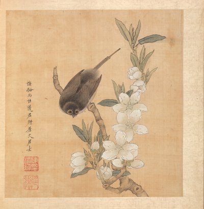 Festmények ókori mesterek után: Madár és őszibarackvirág ág, 1598-1652. alkotó: Chen Hongshou
