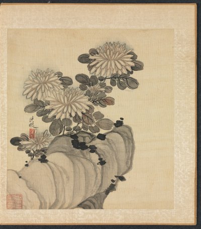 Festmények ókori mesterek után: Krizantém és szikla, 1598-1652. alkotó: Chen Hongshou
